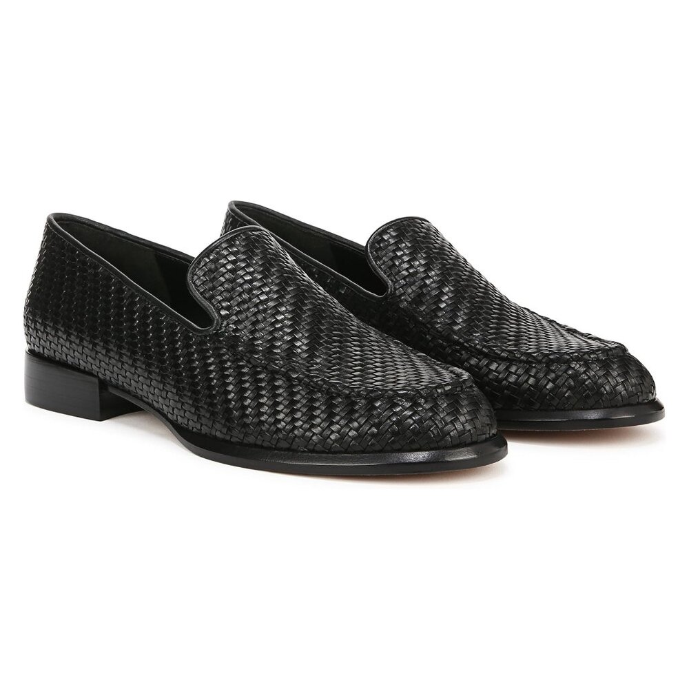 WORN ONCE Vince Black Leather Woven Naomi Loafers EU 35.5 US 5.5